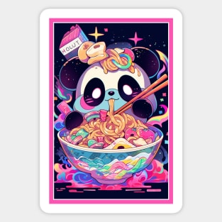 Anime Cute Panda eating Ramen | Cute Anime Panda Kawaii Design | Panda Ramen Sticker